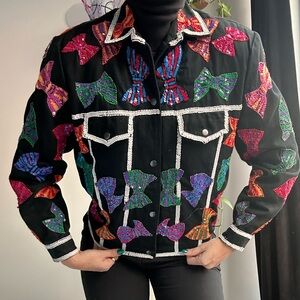 Vintage Modi Denim beaded bow jacket